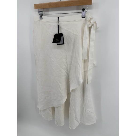 Massimo Dutti Dresses & Skirts - NWT Massimo Tutti Asymetrical Midi Wrap Skirt Sz 12 Ruffle Flowy Side Tie $130
